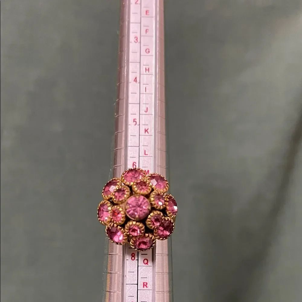 Vintage Sarah Coventry Adjustable Gold Tone Elegant Pink Floral Ring